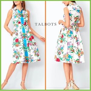 Talbots BLOSSOMS FLORAL SATEEN SHIRTDRESS Size 6